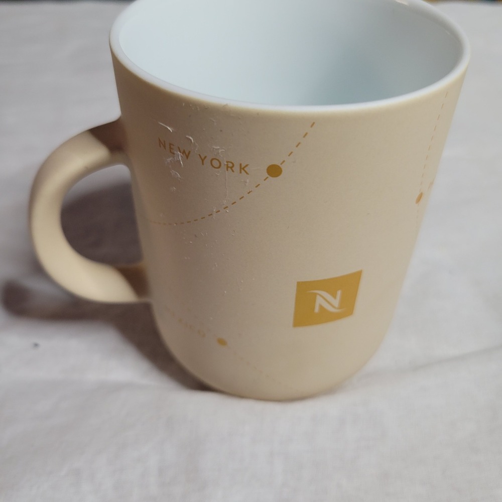 Nespresso‎ World Explorations Coffee Mug Cream City Flight Path New York Paris